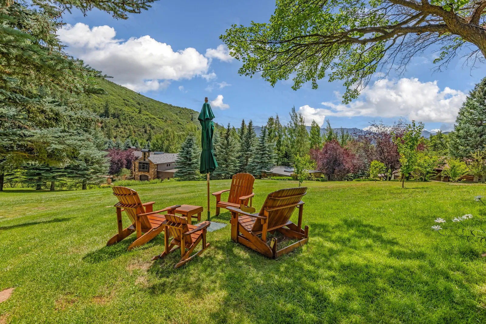 Adirondack chairs on the lawn