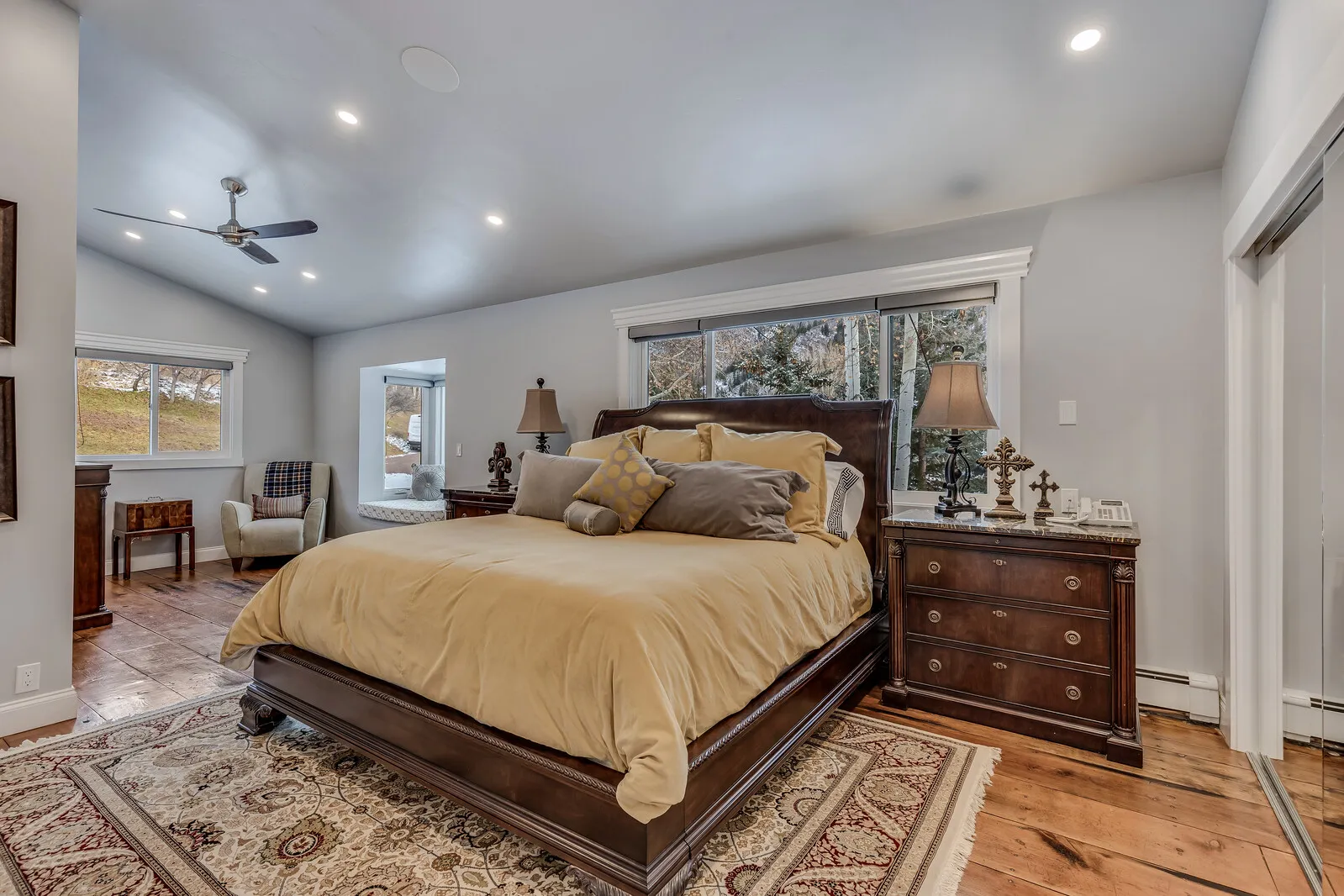 The primary bedroom with a king bed